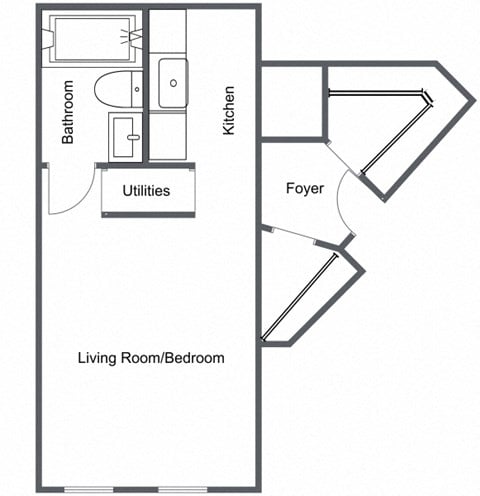 Floor plan for studio, 1 bath, 450 sqft